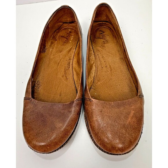 Naya Olympia Ballet Flats 8.5 Leather Slip On Comfort Arch Support Tan Shoe Boho - Picture 2 of 9